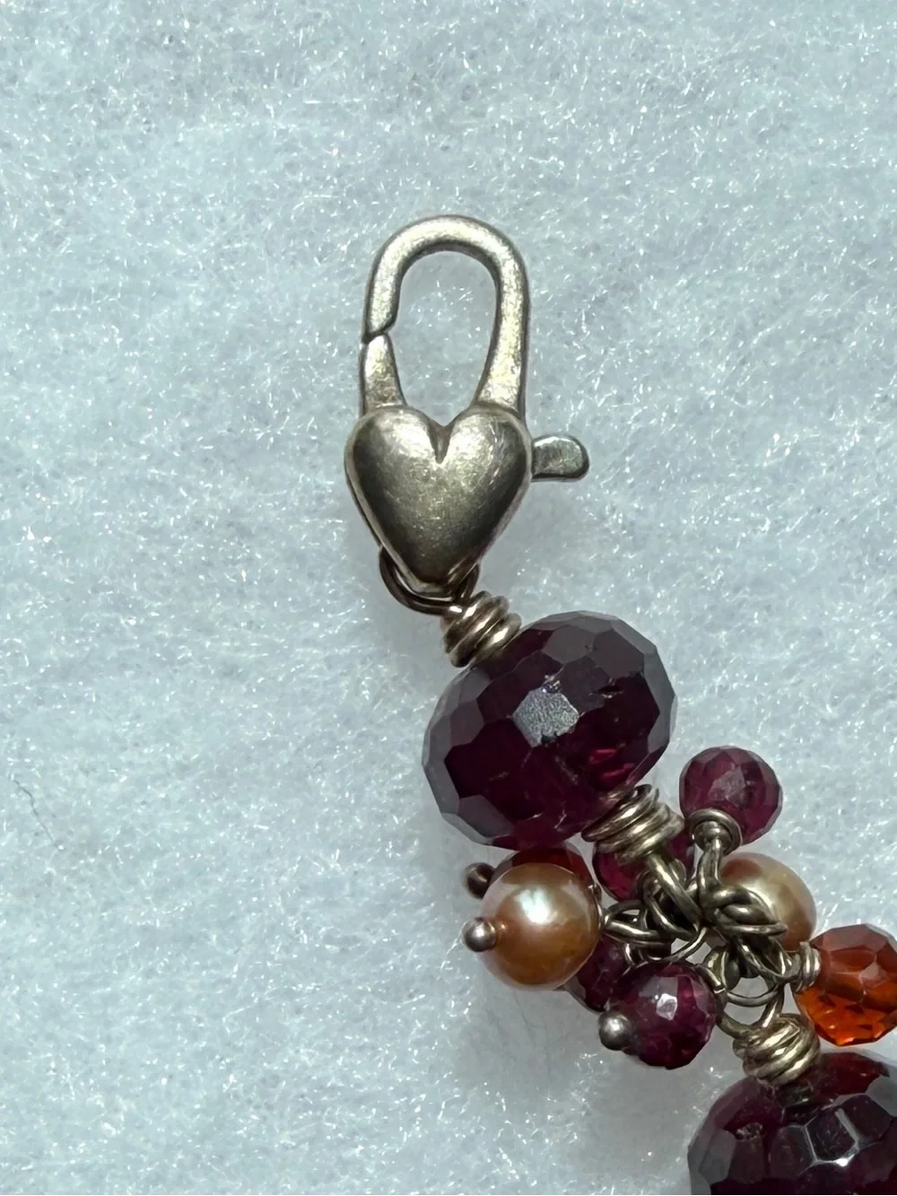 Garnet and Pearl Cluster Bracelet with Matching Earrings - Deep Red